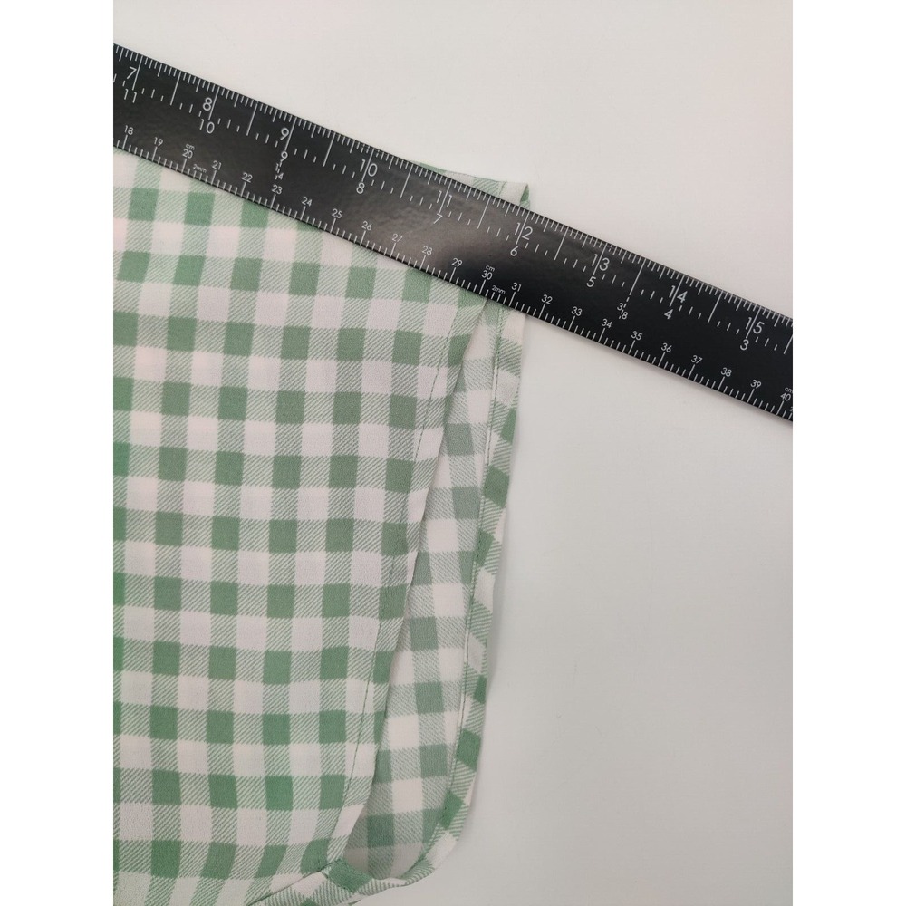 Forever 21 Green Gingham Plaid Smocked Waist V-Neck Crop Top Large - Picture 3 of 8